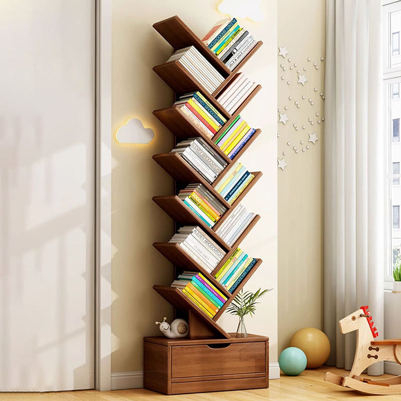 Boomvormige Boekenkast Smal Staand Boekenrek met Opbergkastje Hoge Boekenplank voor Woonkamer | Kinderkamer en Thuiskantoor