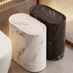 Smalle Ovale Prullenbak met Deksel Moderne Afvalbak met Decoratieve Print Ruimtebesparend voor Badkamer | Toilet | Slaapkamer en Kantoor
