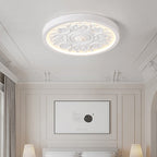 Ronde LED Plafondlamp met Bewerkt Ornament Platte Plafonnière Dimbaar met Afstandsbediening en Instelbare Lichtkleur voor Slaapkamer | Woonkamer