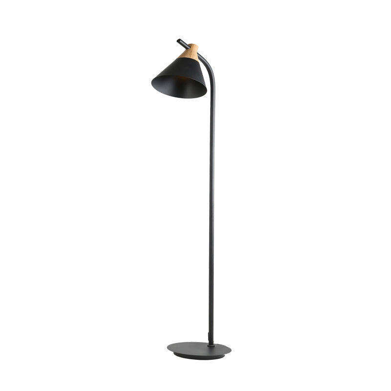 Scandinavische Vloerlamp van Metaal met Kegelvormige Kap | Staande Leeslamp met Gebogen Arm voor Woonkamer | Slaapkamer en Leeshoek