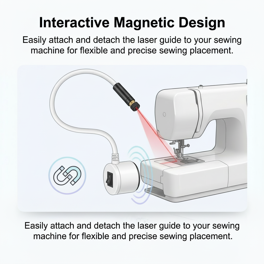 Magnetisch Laserlicht voor Naaimachine | Laser Naaigeleider voor Quilten en Rechte Naden met Flexibele Arm en USB Voeding