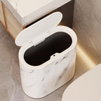 Smalle Ovale Prullenbak met Deksel Moderne Afvalbak met Decoratieve Print Ruimtebesparend voor Badkamer | Toilet | Slaapkamer en Kantoor