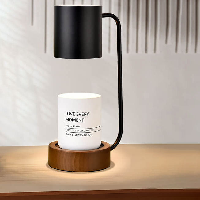 Kaarsenwarmer Lamp Dimbaar met Timer Tafellamp voor Geurkaarsen met Houten Voet en Metalen Kap GU10 voor Woonkamer | Slaapkamer