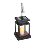 Solar Lantaarn met LED Kaars | Retro Hanglantaarn op Zonne-energie met Ophangclip | Spatwaterdichte Tuinverlichting voor Balkon en Terras