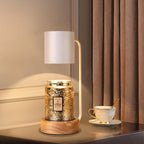 Kaarsenwarmer Lamp Dimbaar met Timer Tafellamp voor Geurkaarsen met Houten Voet en Metalen Kap GU10 voor Woonkamer | Slaapkamer