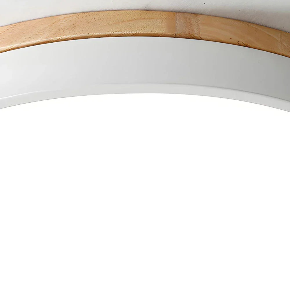 Ronde LED Plafondlamp met Houten Rand Platte Plafonnière met Keuze uit Lichtkleur of Dimbaar met Afstandsbediening voor Woonkamer | Slaapkamer en Hal