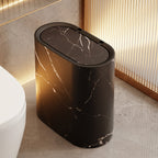 Smalle Ovale Prullenbak met Deksel Moderne Afvalbak met Decoratieve Print Ruimtebesparend voor Badkamer | Toilet | Slaapkamer en Kantoor