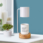 Kaarsenwarmer Lamp Dimbaar met Timer Tafellamp voor Geurkaarsen met Houten Voet en Metalen Kap GU10 voor Woonkamer | Slaapkamer