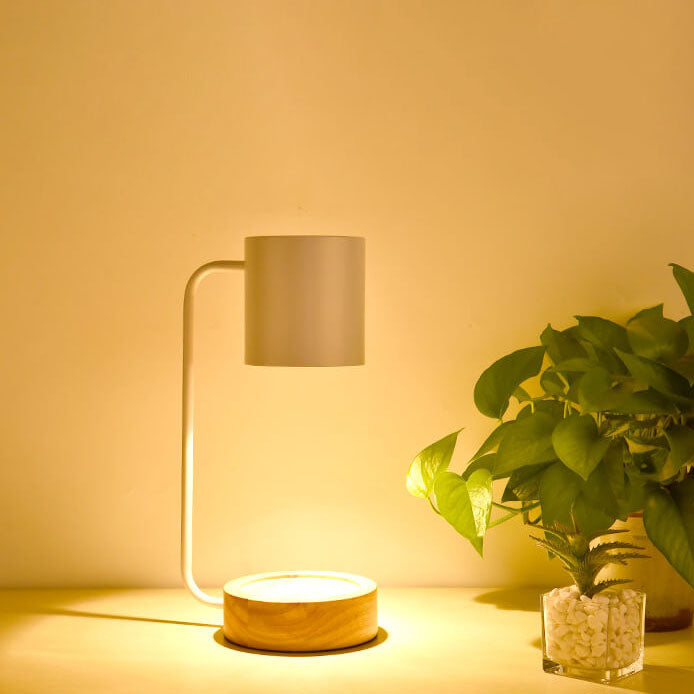 Kaarsenwarmer Lamp Dimbaar met Timer Tafellamp voor Geurkaarsen met Houten Voet en Metalen Kap GU10 voor Woonkamer | Slaapkamer