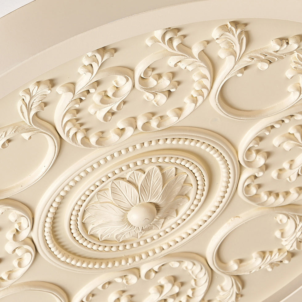 Ronde LED Plafondlamp met Bewerkt Ornament Platte Plafonnière Dimbaar met Afstandsbediening en Instelbare Lichtkleur voor Slaapkamer | Woonkamer
