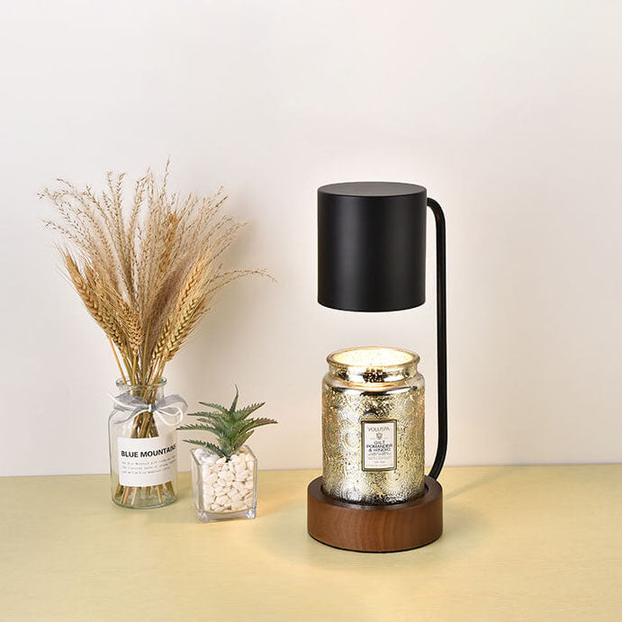 Kaarsenwarmer Lamp Dimbaar met Timer Tafellamp voor Geurkaarsen met Houten Voet en Metalen Kap GU10 voor Woonkamer | Slaapkamer