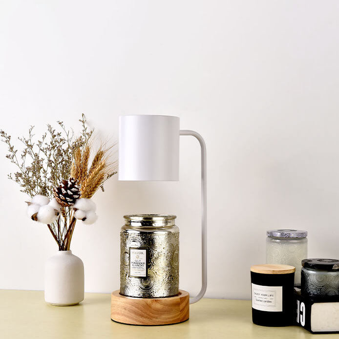 Kaarsenwarmer Lamp Dimbaar met Timer Tafellamp voor Geurkaarsen met Houten Voet en Metalen Kap GU10 voor Woonkamer | Slaapkamer