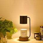 Kaarsenwarmer Lamp Dimbaar met Timer Tafellamp voor Geurkaarsen met Houten Voet en Metalen Kap GU10 voor Woonkamer | Slaapkamer
