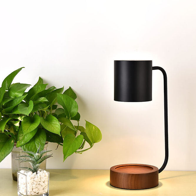 Kaarsenwarmer Lamp Dimbaar met Timer Tafellamp voor Geurkaarsen met Houten Voet en Metalen Kap GU10 voor Woonkamer | Slaapkamer