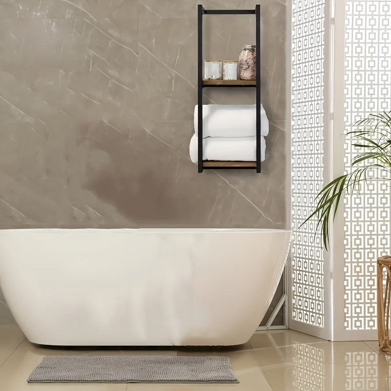Handdoekrek voor aan de Muur met Plank | Ruimtebesparend Wandrek voor Opgerolde Handdoeken van RVS voor Badkamer en Toilet