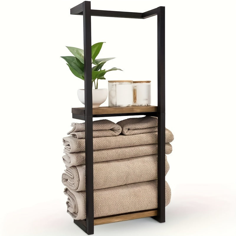 Handdoekrek voor aan de Muur met Plank | Ruimtebesparend Wandrek voor Opgerolde Handdoeken van RVS voor Badkamer en Toilet