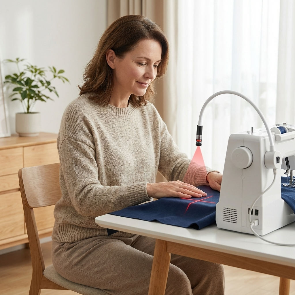Magnetisch Laserlicht voor Naaimachine | Laser Naaigeleider voor Quilten en Rechte Naden met Flexibele Arm en USB Voeding