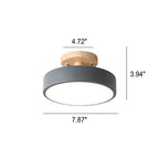 Scandinavische Ronde LED Plafondlamp met Houten Voet Kleine Plafonnière met Ingebouwde LED en Keuze uit Lichtkleur voor Hal | Gang en Slaapkamer