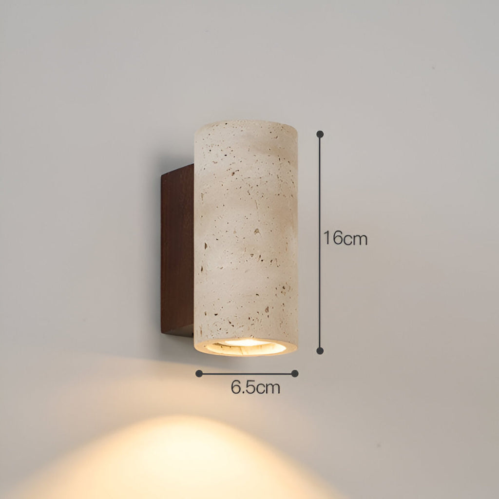Japandi Travertijn Wandlamp LED met Licht naar Boven en Beneden Natuursteen Wandverlichting met Warme Gloed voor Hal | Slaapkamer en Woonkamer