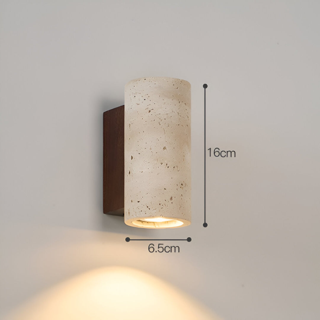 Japandi Travertijn Wandlamp LED met Licht naar Boven en Beneden Natuursteen Wandverlichting met Warme Gloed voor Hal | Slaapkamer en Woonkamer