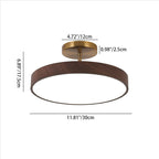 Japandi LED Plafondlamp met Houtnerf Ronde Plafonnière op Korte Steel met Keuze uit Lichtkleur of Dimbaar voor Woonkamer | Slaapkamer en Hal