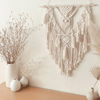 Macramé Wandkleed Boho Handgemaakt | Geknoopte Wanddecoratie met Kwastjes en Franjes voor Slaapkamer | Woonkamer en Hal