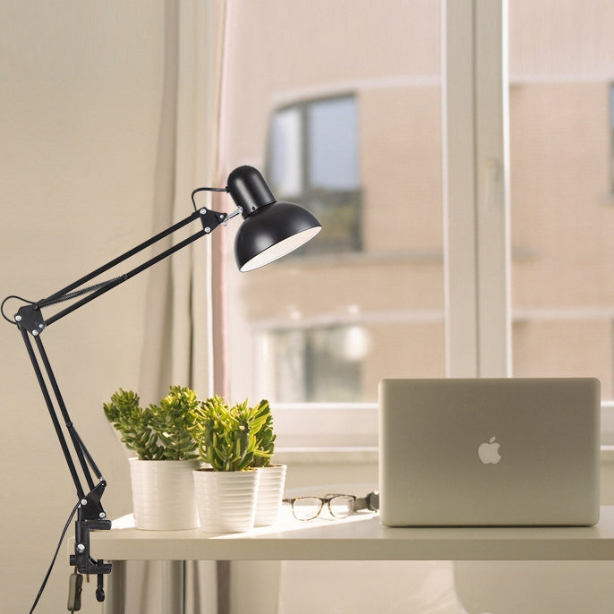 Klemlamp met Lange Zwenkarm Verstelbare Bureaulamp met Klem Architectenlamp van Metaal voor Bureau | Slaapkamer en Werkplek