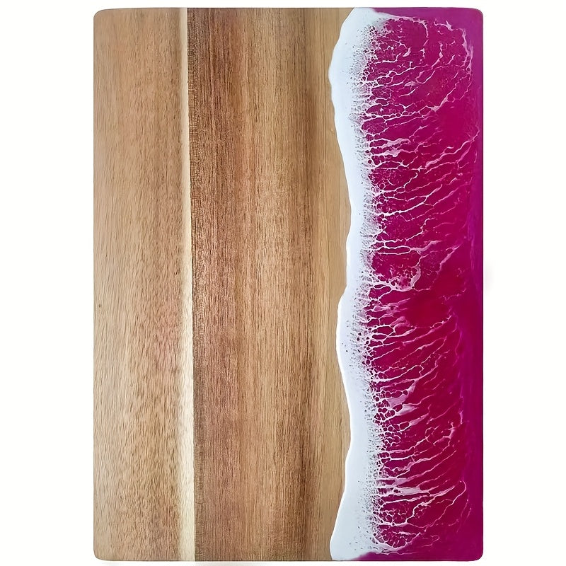 Snijplank van Acaciahout met Resin Golfpatroon Houten Serveerplank en Kaasplank voor Keuken | Borrel en Barbecue
