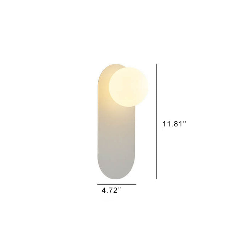 Wandlamp met Glazen Bol Minimalistische Scandinavische Wandverlichting met Ovale Metalen Achterplaat voor Slaapkamer | Hal en Woonkamer