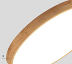 Ultradunne Ronde LED Plafondlamp met Houten Rand Platte Plafonnière Dimbaar met Afstandsbediening of Vaste Lichtkleur voor Woonkamer | Slaapkamer