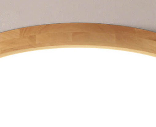 Ultradunne Ronde LED Plafondlamp met Houten Rand Platte Plafonnière Dimbaar met Afstandsbediening of Vaste Lichtkleur voor Woonkamer | Slaapkamer