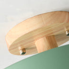 Scandinavische Ronde LED Plafondlamp met Houten Voet Kleine Plafonnière met Ingebouwde LED en Keuze uit Lichtkleur voor Hal | Gang en Slaapkamer