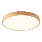 Ultradunne Ronde LED Plafondlamp met Houten Rand Platte Plafonnière Dimbaar met Afstandsbediening of Vaste Lichtkleur voor Woonkamer | Slaapkamer