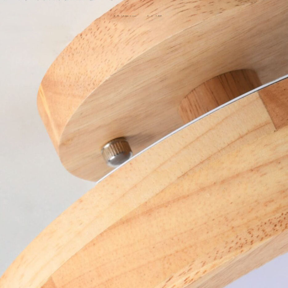 Scandinavische Ronde LED Plafondlamp met Houten Voet Kleine Plafonnière met Ingebouwde LED en Keuze uit Lichtkleur voor Hal | Gang en Slaapkamer