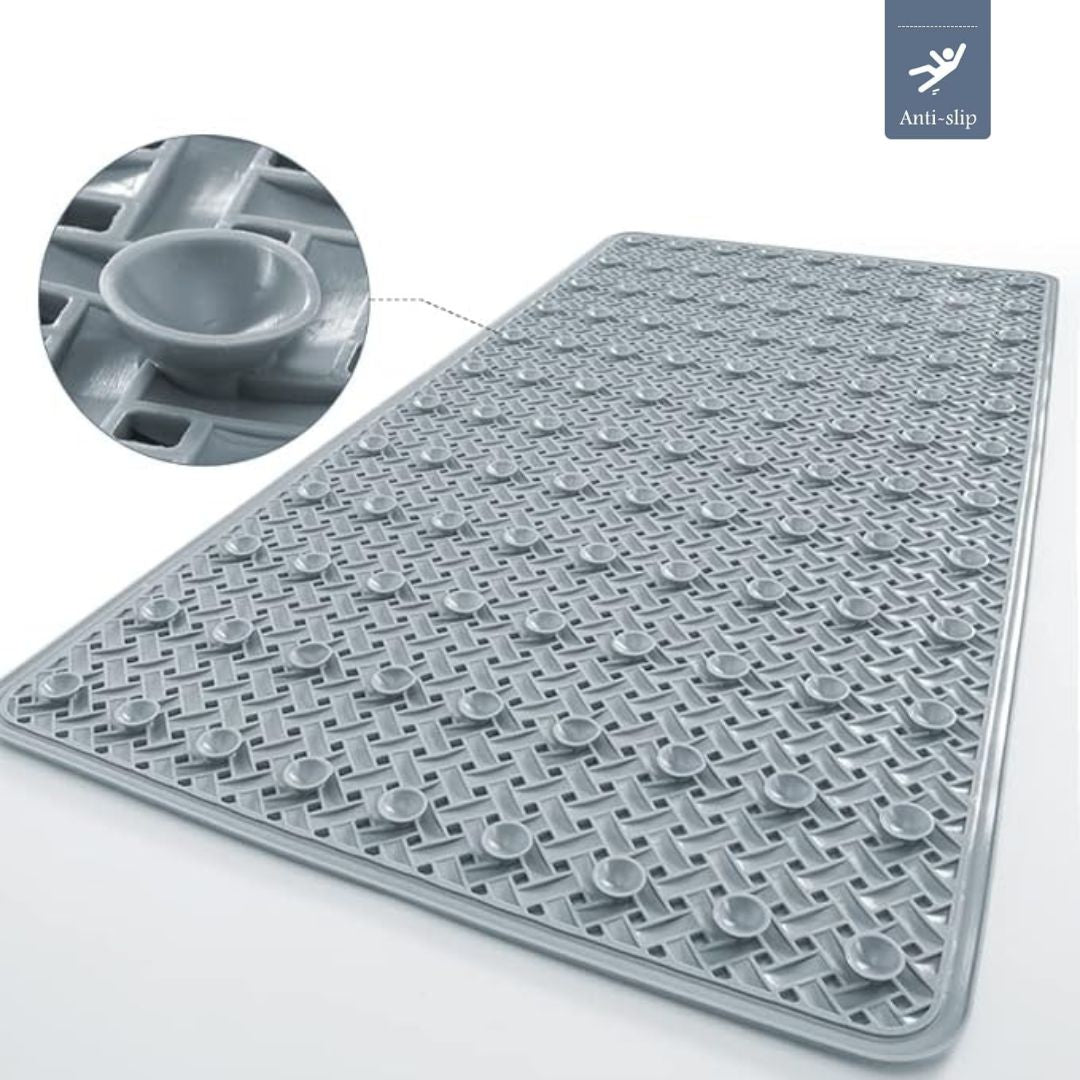 Antislip Badkuipmat met Zuignappen | Rubberen Badmat voor in het Bad en de Douche met Gevlochten Structuur | Sneldrogende Douchemat