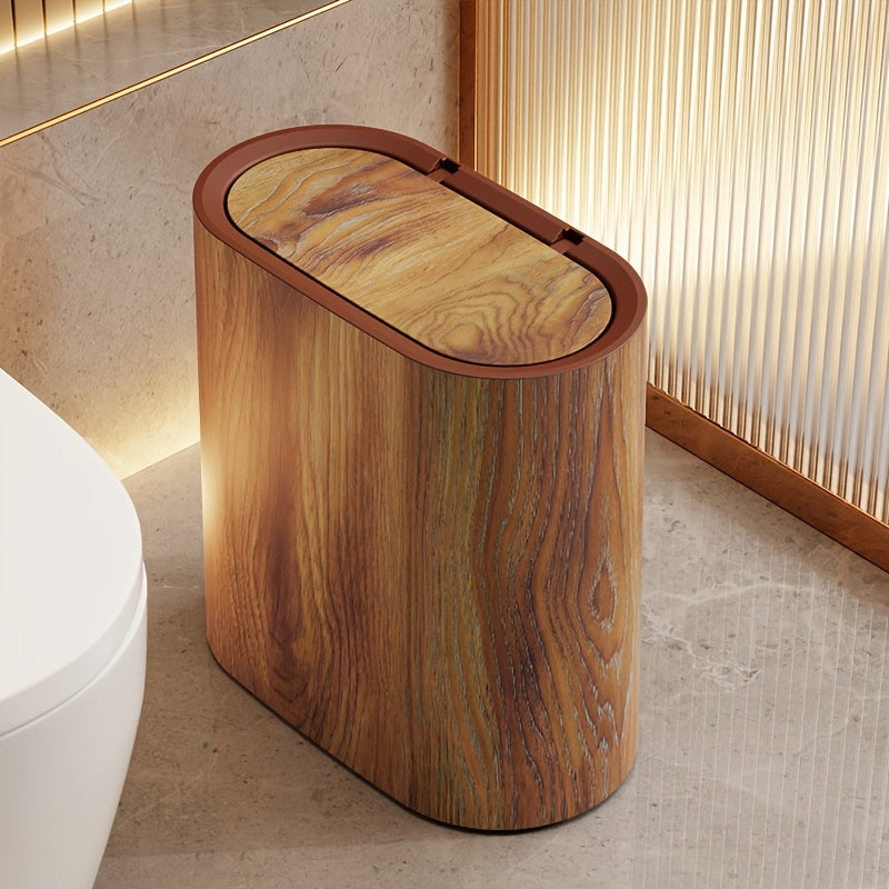 Smalle Ovale Prullenbak met Deksel Moderne Afvalbak met Decoratieve Print Ruimtebesparend voor Badkamer | Toilet | Slaapkamer en Kantoor