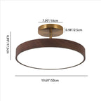 Japandi LED Plafondlamp met Houtnerf Ronde Plafonnière op Korte Steel met Keuze uit Lichtkleur of Dimbaar voor Woonkamer | Slaapkamer en Hal