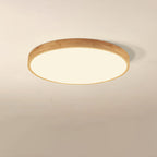 Ultradunne Ronde LED Plafondlamp met Houten Rand Platte Plafonnière Dimbaar met Afstandsbediening of Vaste Lichtkleur voor Woonkamer | Slaapkamer