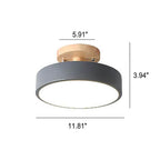 Scandinavische Ronde LED Plafondlamp met Houten Voet Kleine Plafonnière met Ingebouwde LED en Keuze uit Lichtkleur voor Hal | Gang en Slaapkamer