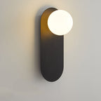 Wandlamp met Glazen Bol Minimalistische Scandinavische Wandverlichting met Ovale Metalen Achterplaat voor Slaapkamer | Hal en Woonkamer