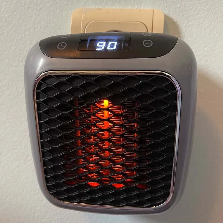 Elektrische Mini Kachel voor Stopcontact | Compacte Bijverwarming met Digitaal Display Timer en Oververhittingsbeveiliging voor Thuis en Kantoor