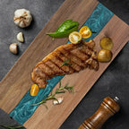 Acaciahouten Snijplank met Resin Rivier | Serveerplank en Borrelplank voor Kaas en Vlees | Handgemaakte Tapasplank voor Keuken en Tafel