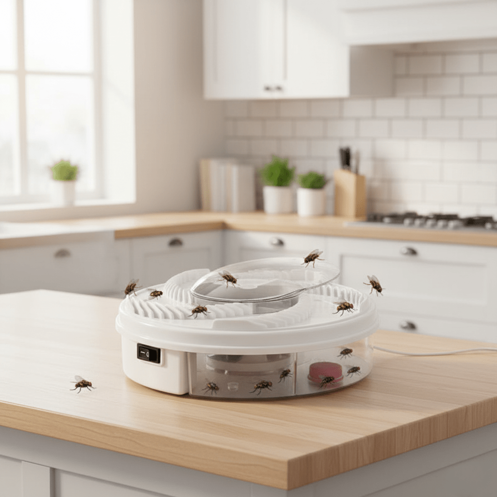 Elektrische Vliegenvanger zonder Chemicaliën Stille Vliegenval op USB met Uitneembare Opvangbak voor Keuken | Woonkamer en Tuin