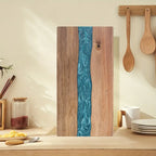 Acaciahouten Snijplank met Resin Rivier | Serveerplank en Borrelplank voor Kaas en Vlees | Handgemaakte Tapasplank voor Keuken en Tafel
