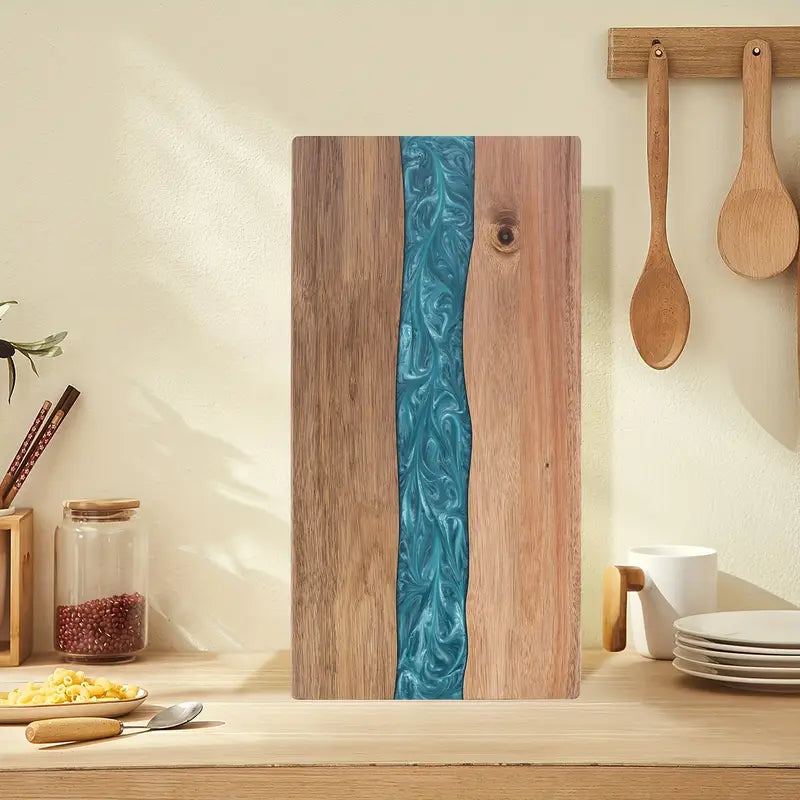 Acaciahouten Snijplank met Resin Rivier | Serveerplank en Borrelplank voor Kaas en Vlees | Handgemaakte Tapasplank voor Keuken en Tafel