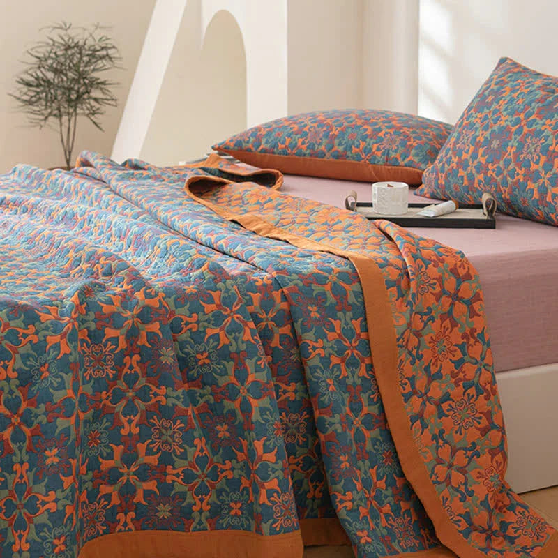Katoenen Quilt Bedsprei met Patroon | Meerlaagse Sprei en Plaid van Ademend Katoen voor Bed en Bank