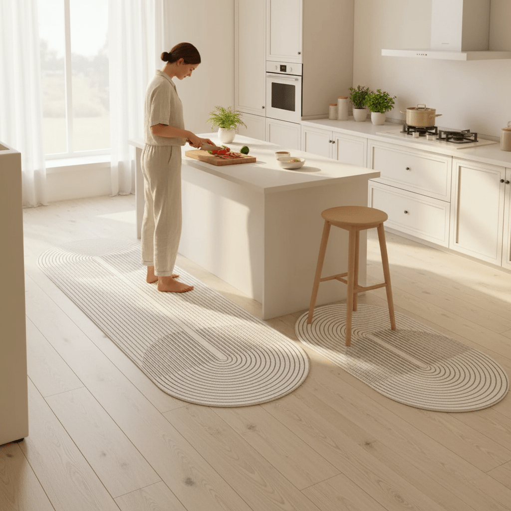 Keukenmat met Antislip Onderkant | Zachte Keukenloper van Schuim met Modern Lijnenpatroon | Waterafstotend en Makkelijk Schoon