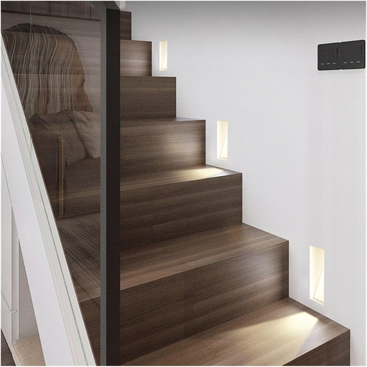Inbouw LED Wandlamp met Bewegingssensor Randloze Traplamp met Geperforeerd Paneel en Zacht Licht naar Beneden voor Trap | Hal en Gang