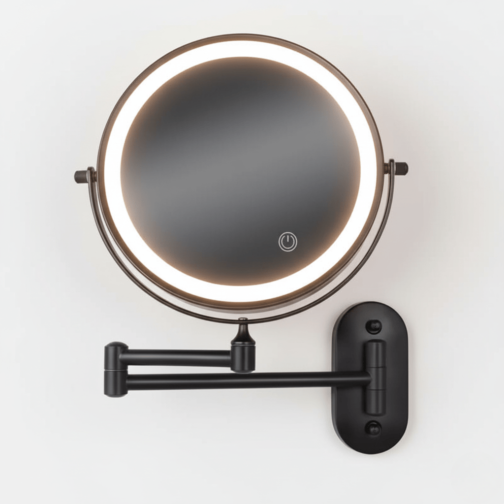 LED Make-Up Spiegel met Vergroting Uitschuifbare Wand Scheerspiegel met Dimbare Verlichting en Oplaadbare Accu voor Badkamer | Slaapkamer