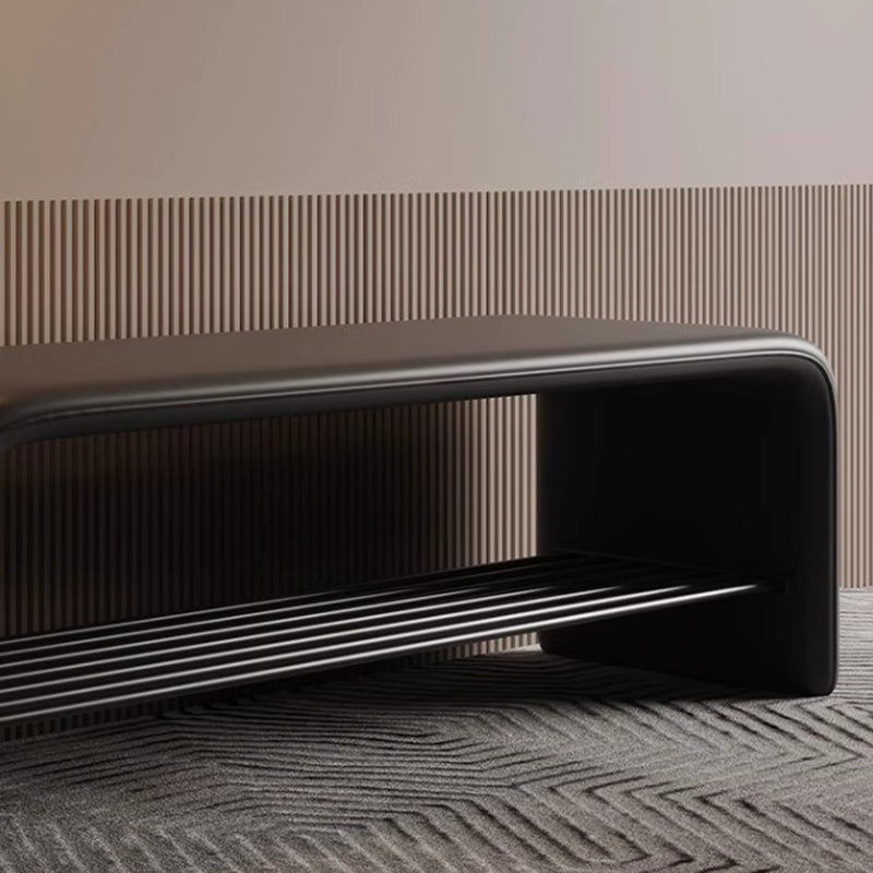 Schoenenbank met Kunstleren Zitting en Stalen Schoenenrek | Moderne Halbank Zonder Rugleuning voor Hal | Slaapkamer en Woonkamer